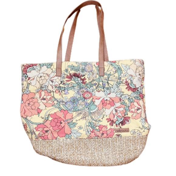 Sakroots Floral Cottagecore Tote Bag - Cotton Linen Like New - Picture 2 of 14